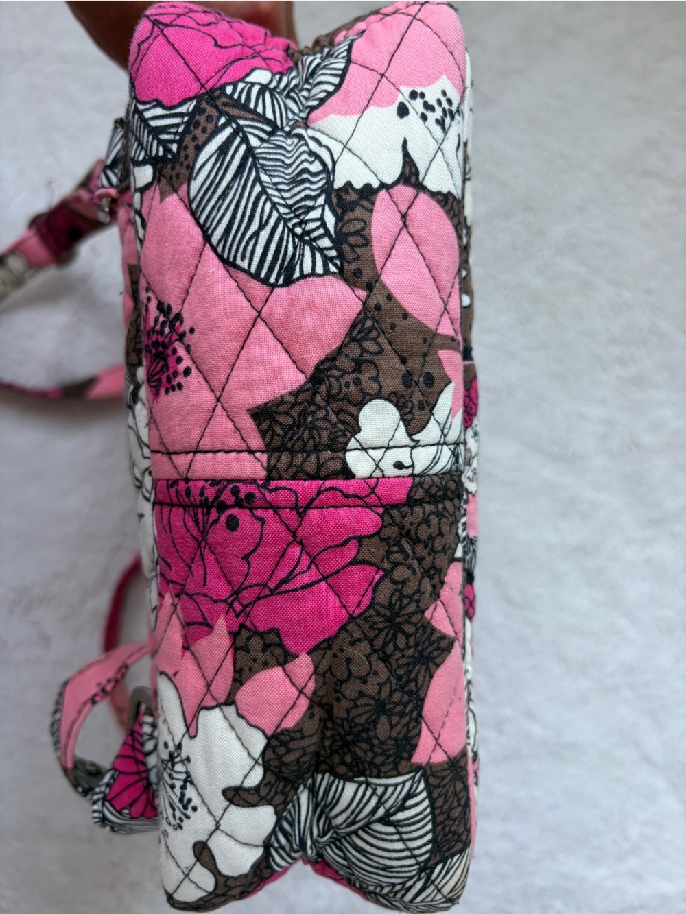 Like New Vera Bradley Quilted Floral Pink and Brown Women’s Backpack - Picture 4 of 13